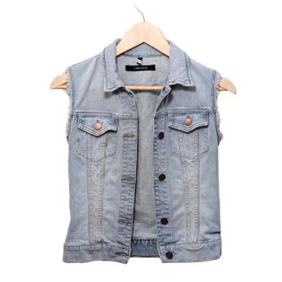 J Brand Women Faith Sleeveless Denim Blue Jean Jacket Size XS - Picture 1 of 4